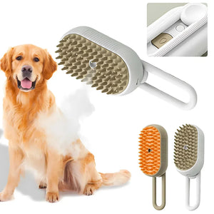 Steamy Dog Brush Electric Spray Cat Hair Brush 3 in1 Dog Steamer Brush for Massage Pet Grooming Removing Tangled and Loose Hair - e-cursor