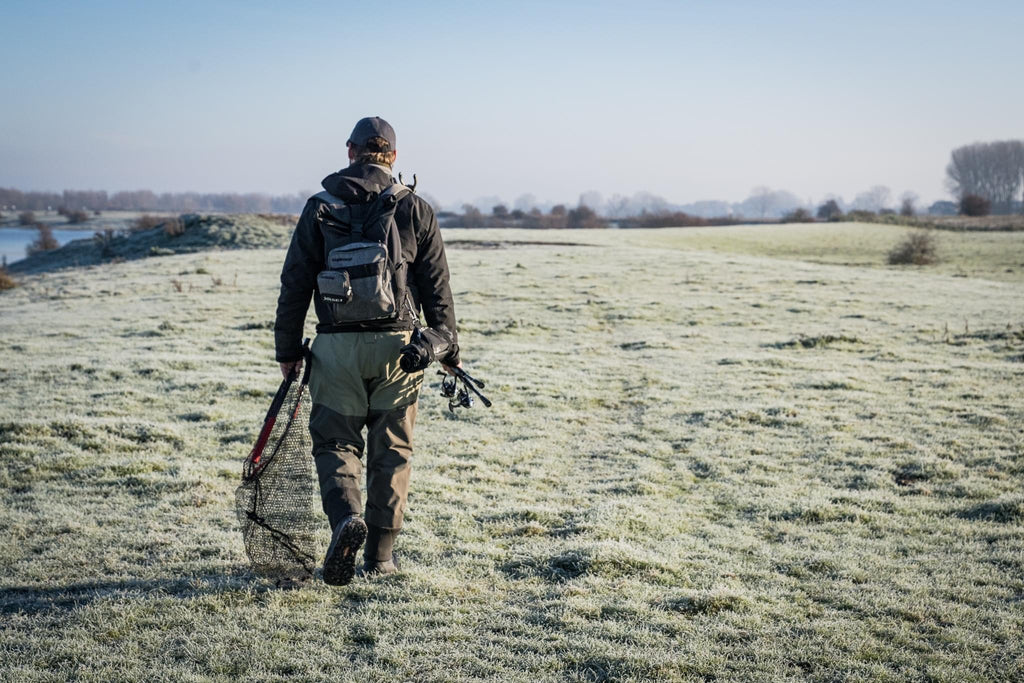 Man walking to go fishing