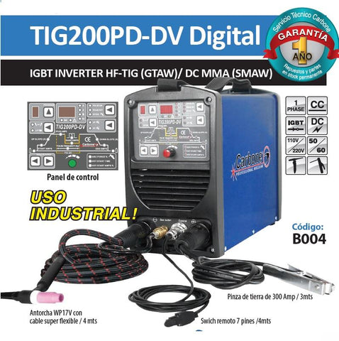 Maquina de soldar Digital Tig AC/DC alta frecue y electrodo 110/220V Heavy  duty DIGI-TIG250AC/DC