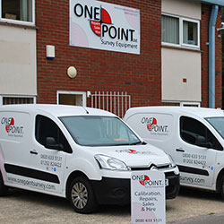 The front of the new One Point Survey premises with a few of the van fleet in front.