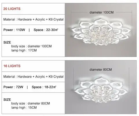 Modern LED Ceiling Lights Fixtures For Living Room White K9