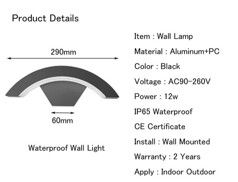 24w LED Outdoor Waterproof Walkway Front Door Garden Porch