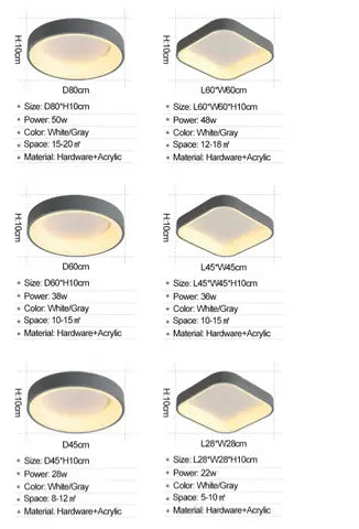 Round/Square/Triangle Modern Led Ceiling Lights For Living