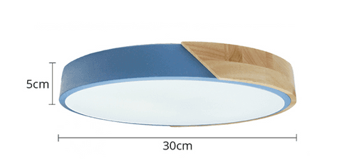 LED Discolor Ceiling Lamp Acrylic Wooden Round Multicolor