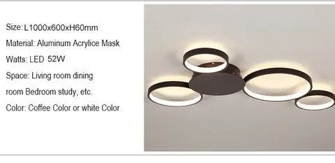 Coffee or White Finish Modern Led Ceiling Lights For Living