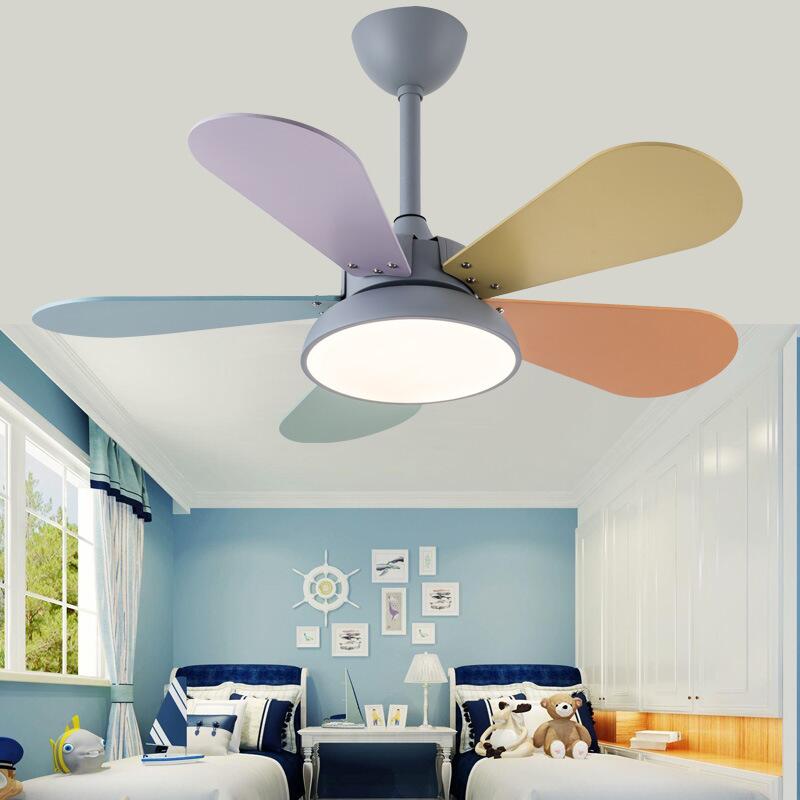 Macaron Ceiling Fan Lamp for Children’s Room - Simple Design