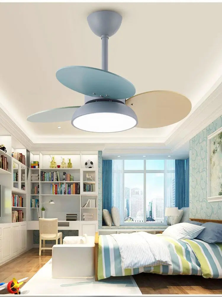 Macaron Ceiling Fan Lamp for Children’s Room - Simple Design