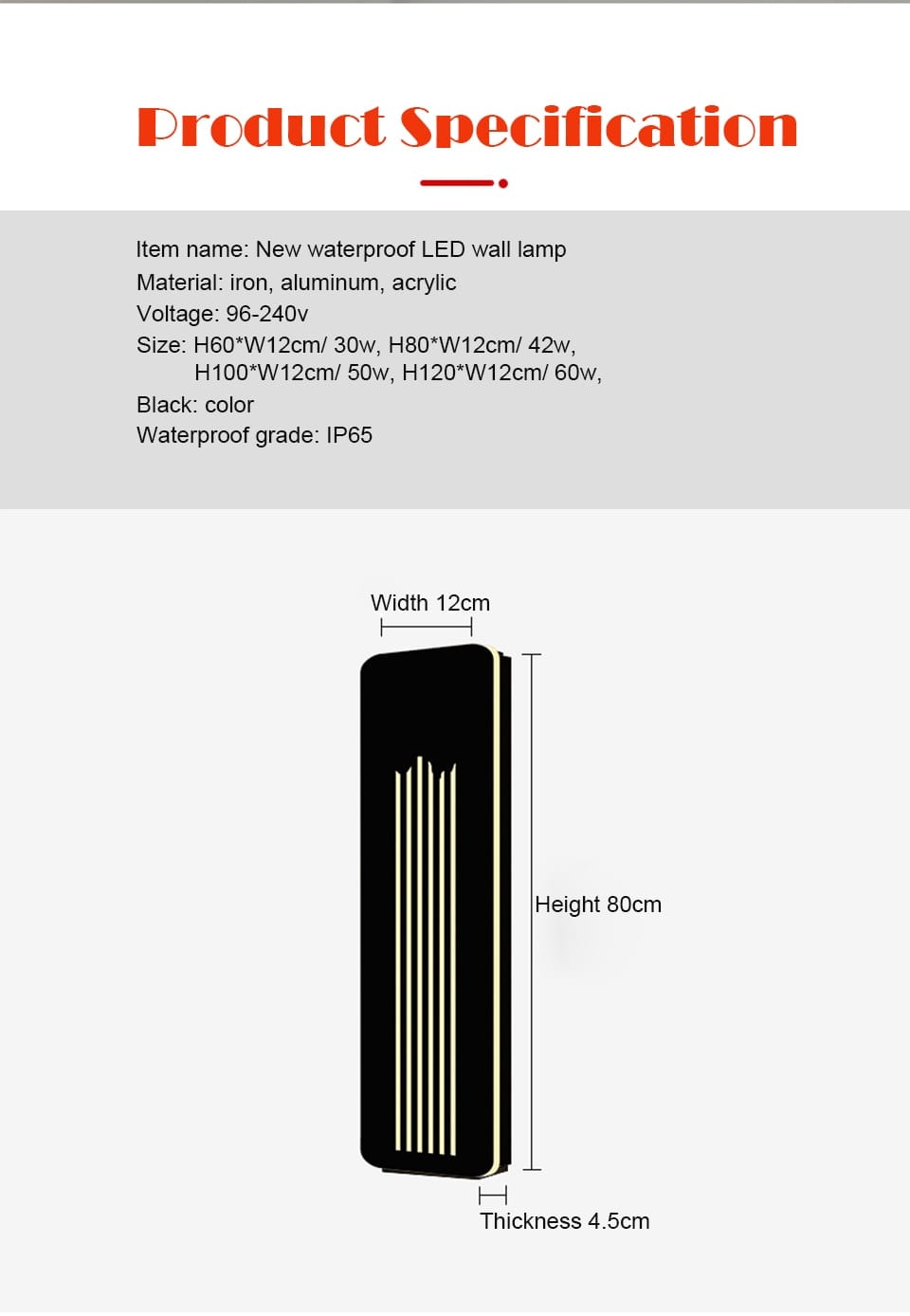 Modern Waterproof Outdoor LED Wall Lamps IP65 Aluminum Wall