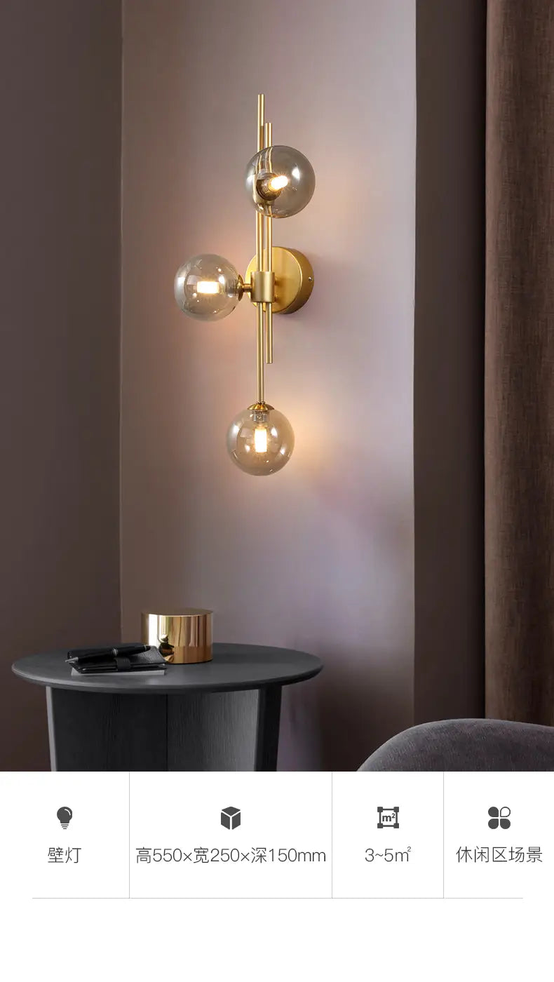 Luxury Modern Minimalist Glass Decorative Wall Lamp Gold