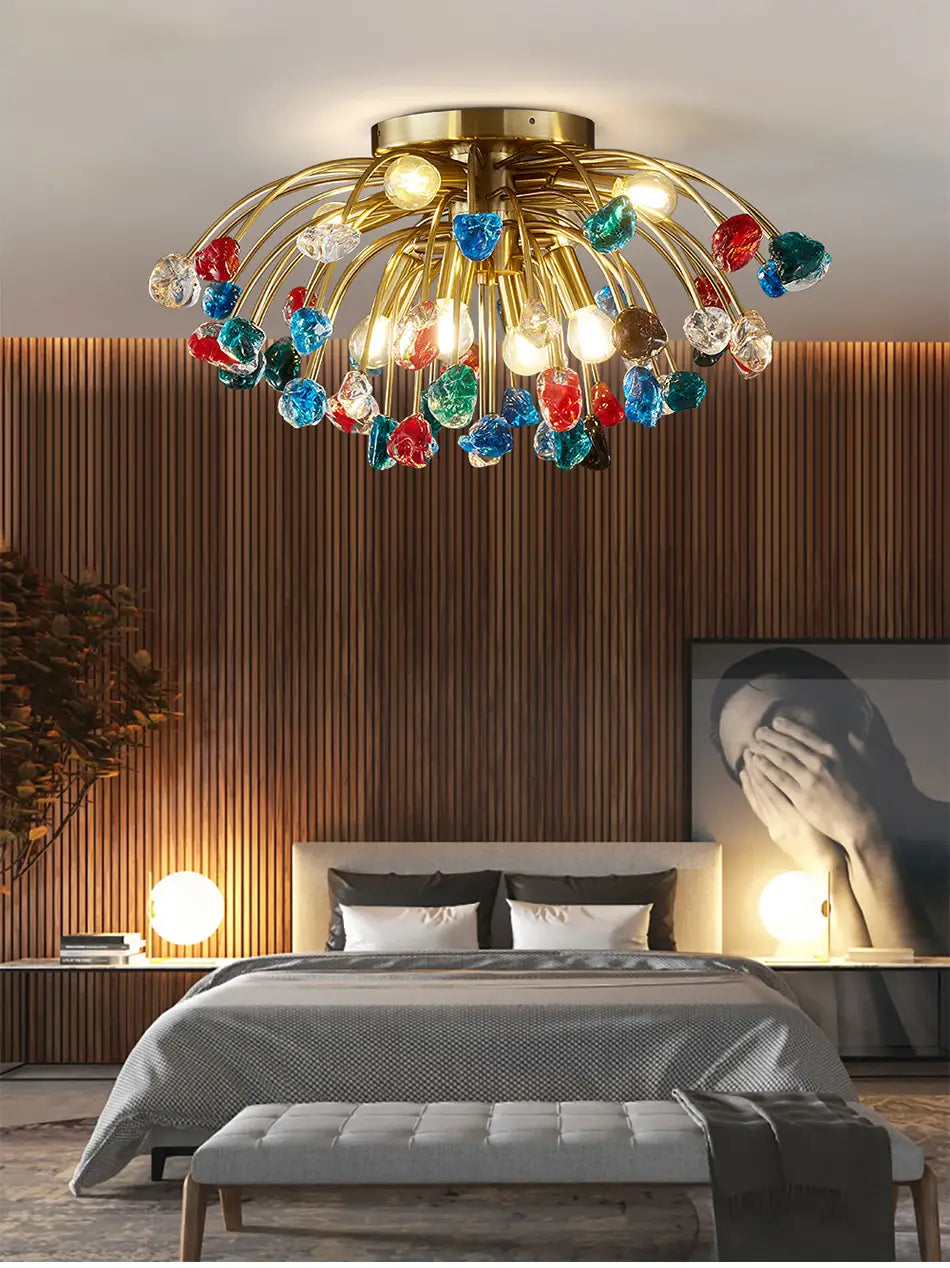 Modern Colorful Crystal Ceiling Chandeliers For Bedroom