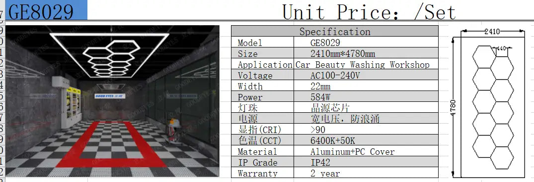 High Brightness Linkable 80mm Wide Hexagon Light for Garage