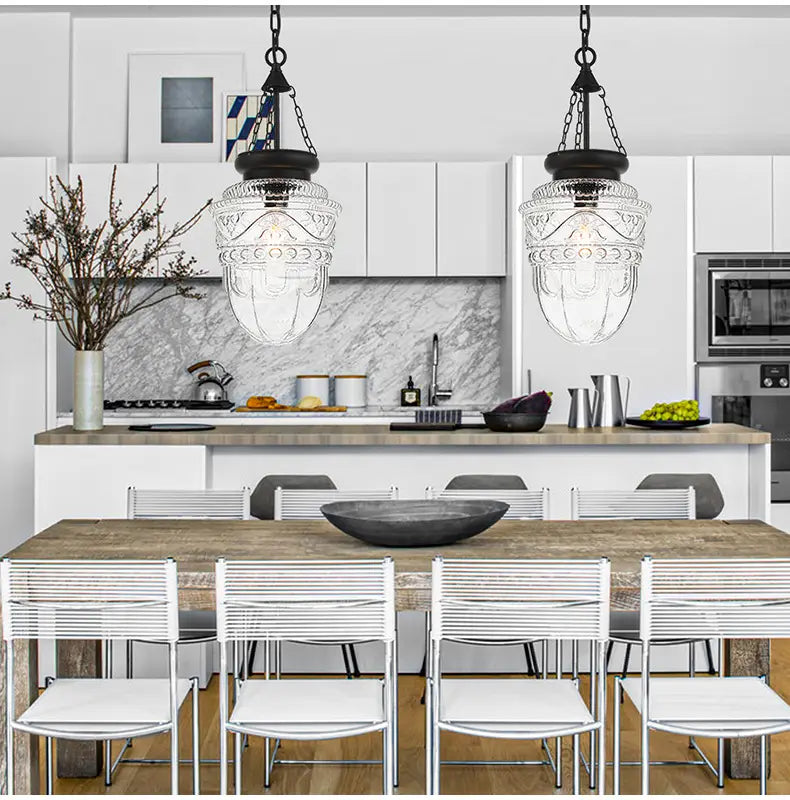 Glass Lampshade Pendant Lights Kitchen Island Suspension