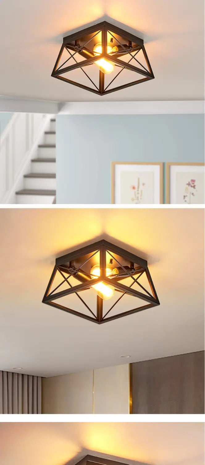 American Retro Industrial Ceiling Lamp Farmhouse Corridor