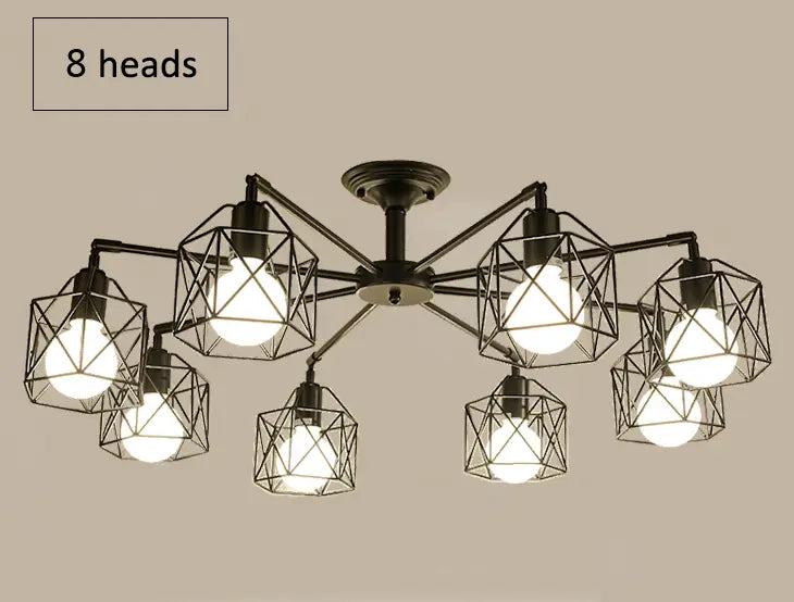 American Black Dendron Iron Cage Ceiling Lamp Kitchen