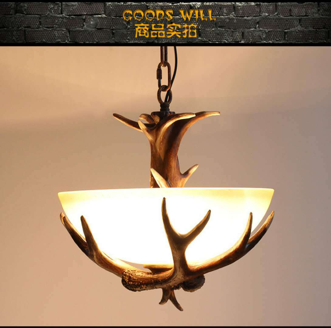 American Vintage Retro Resin Antler Pendant Lights Led Art