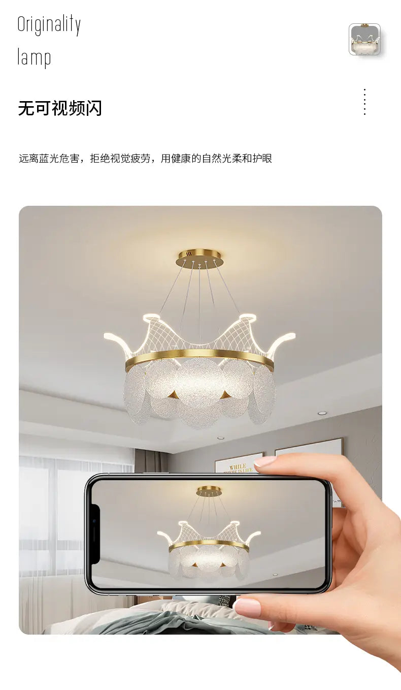 Modern Luxury Crown chandelier Romantic Led Lustre Hanging