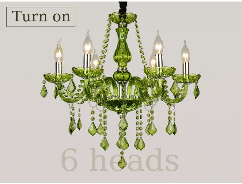 E14 Luxury Crystal Chandelier Green Wedding Parlor Bedroom