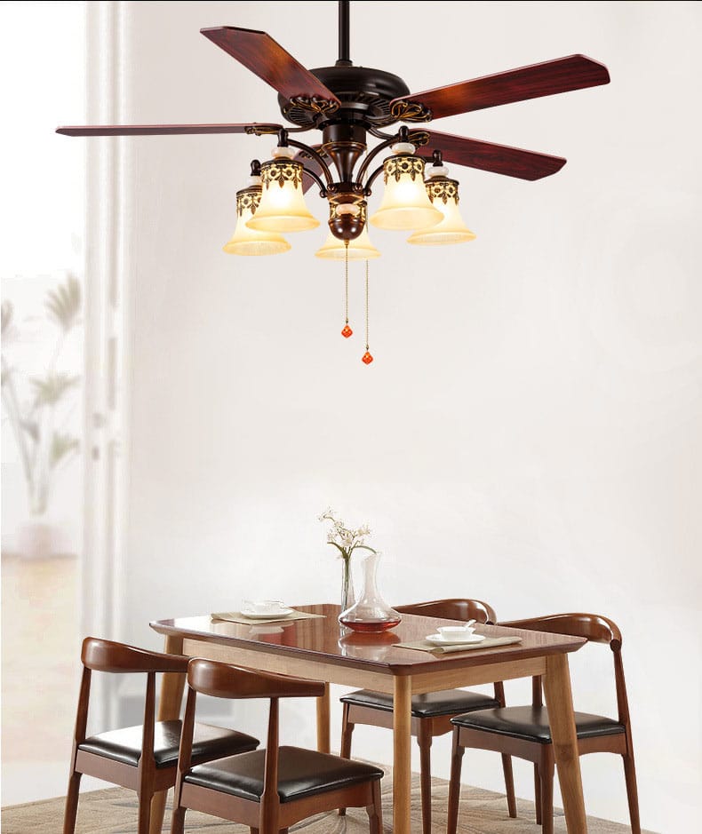American Ceiling Fan Lamp - European Retro Style, Ideal for