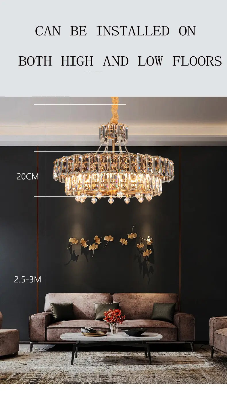 Modern LED Crystal Chandelier Lighting Living Room Crystal