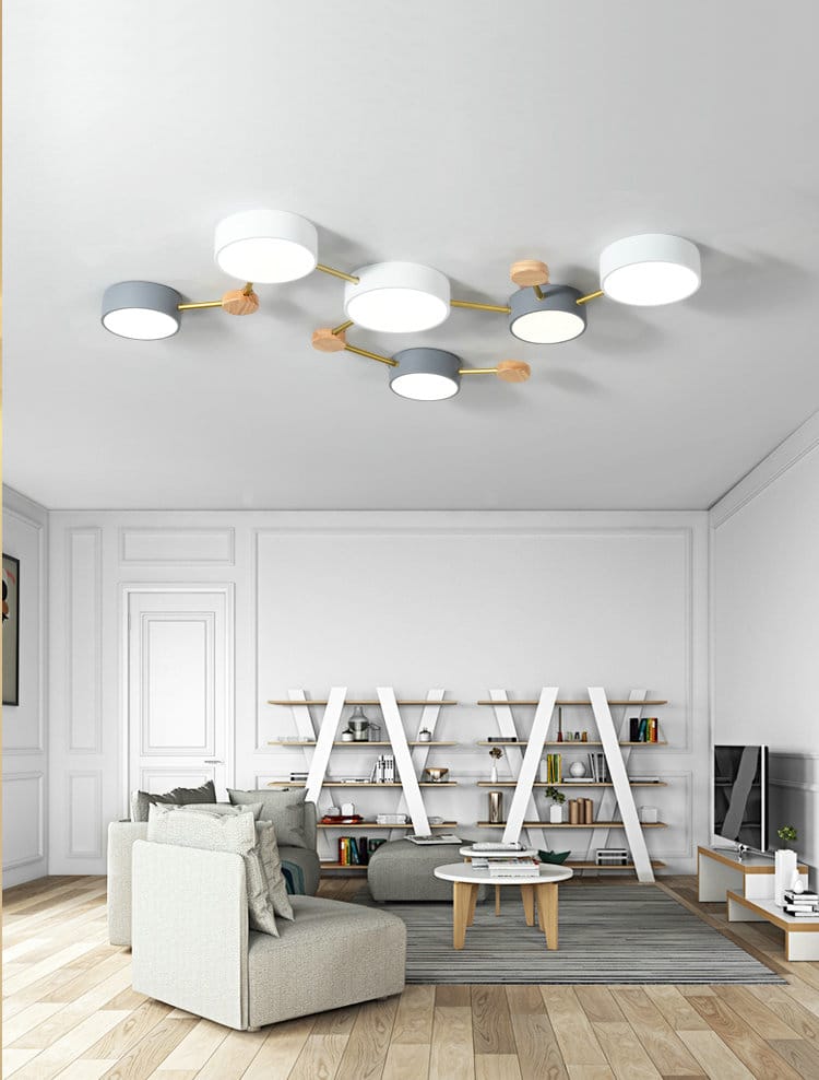 Nordic Wood Ceiling Chandelier Light AC 90 - 260V LED Living