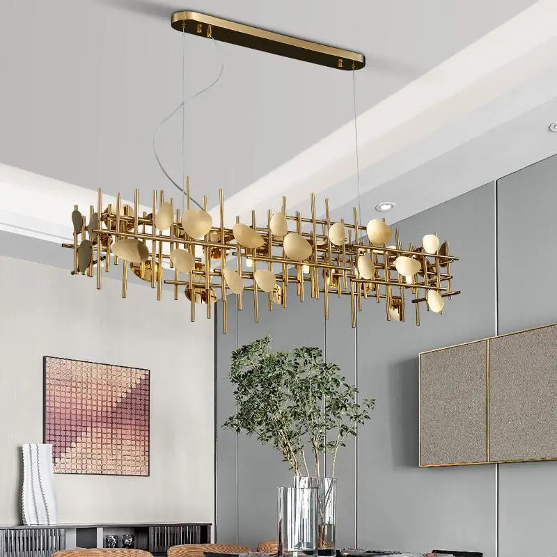 New chandelier contracted geometry long restaurant lighting