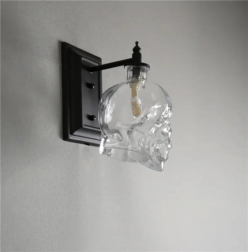 Nordic Loft Industrial Light Designer Retro Skull Glass Wall