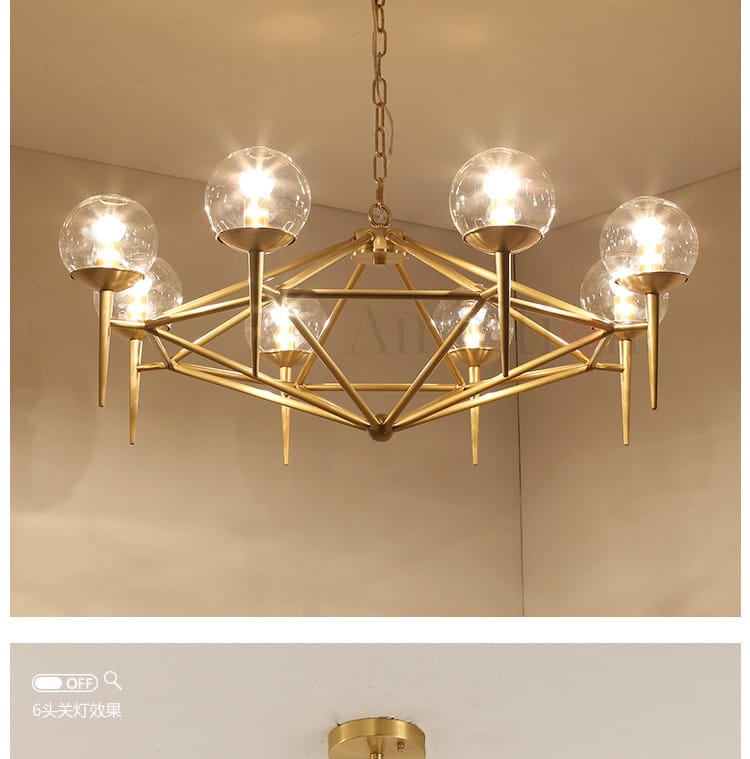 Nordic Radiance: Gold-Tinged Modo Glass LED Chandeliers for