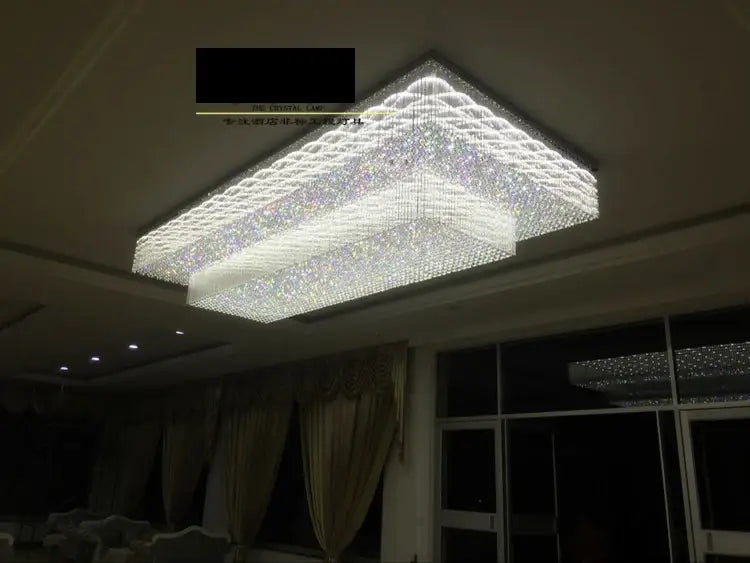 Custom Rectangular LED Chandelier for Hotel Lobbies