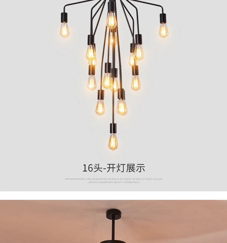 Harper Long Chandelier - American Duplex Floor Lighting for