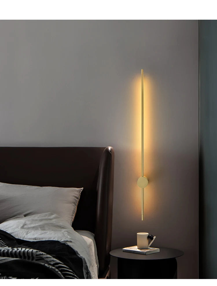 Liam Nordic Line LED Wall Lamp - Gold Rod Design for Living