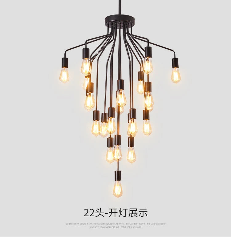 Harper Long Chandelier - American Duplex Floor Lighting for