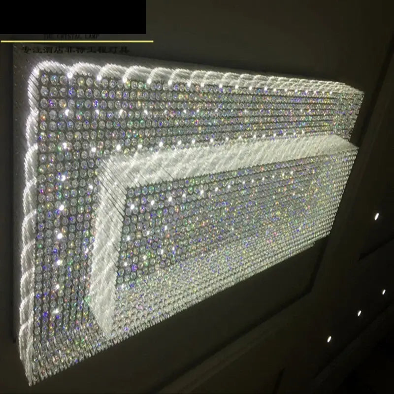 Custom Rectangular LED Chandelier for Hotel Lobbies