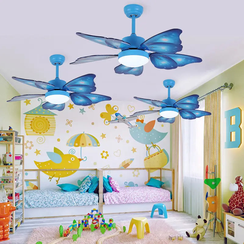Children’s Butterfly-Themed Ceiling Fan Lamp - A Creative