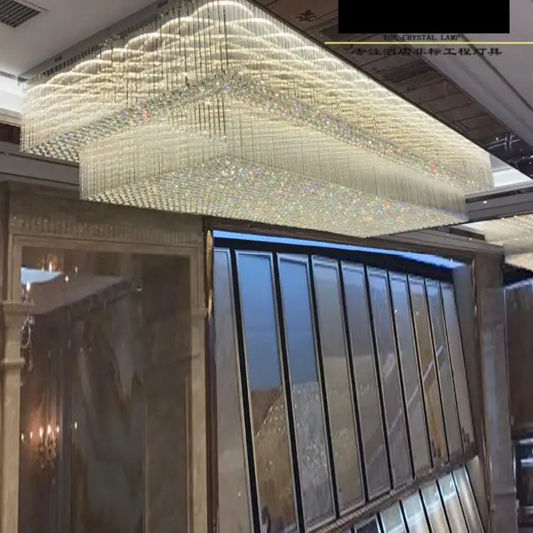 Custom Rectangular LED Chandelier for Hotel Lobbies