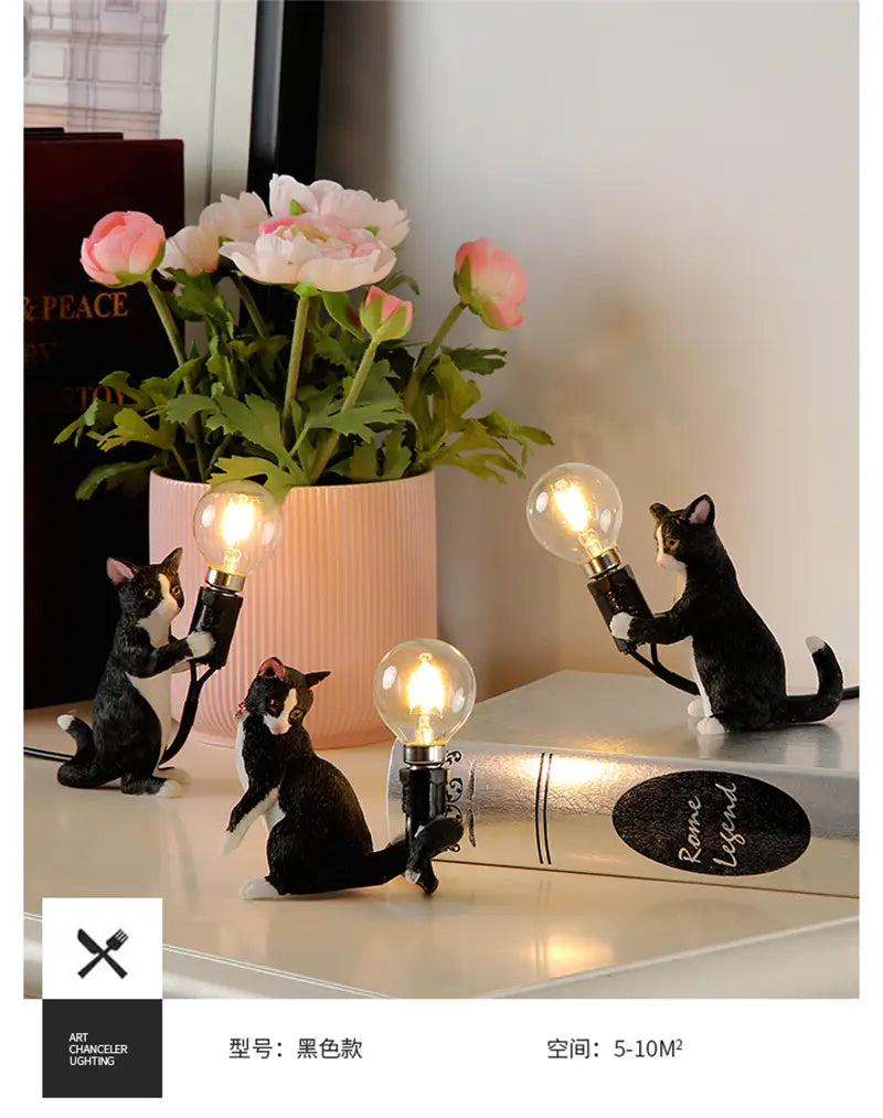 Nordic Animal-Themed Resin Cat Table Lamp - Children’s