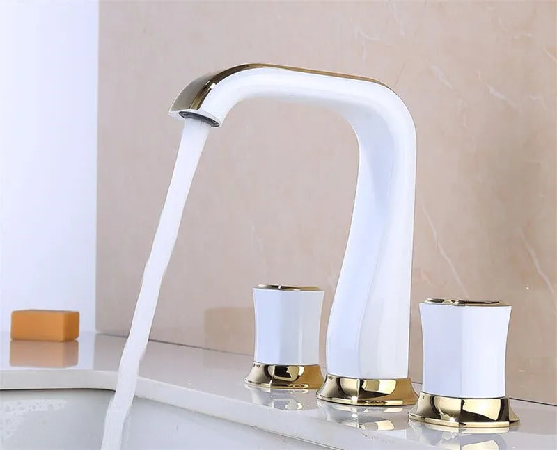 Rose Gold Bathroom Basin Faucets Brass Widespread Sink Mixer