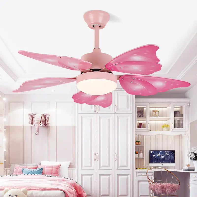 Children’s Butterfly-Themed Ceiling Fan Lamp - A Creative
