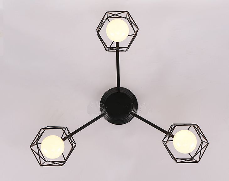 American Black Dendron Iron Cage Ceiling Lamp Kitchen