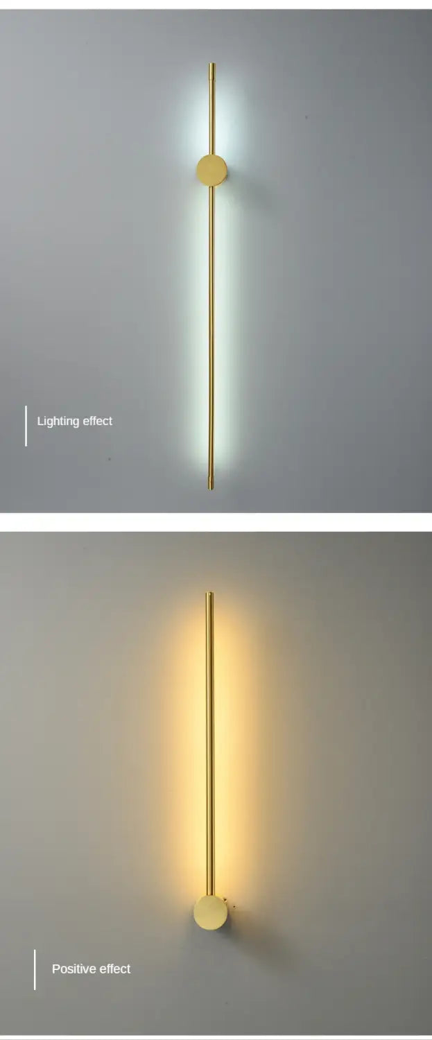 Liam Nordic Line LED Wall Lamp - Gold Rod Design for Living