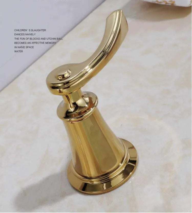 Basin Faucet Widespread American Style Classical Gold Brass