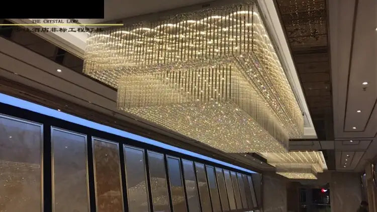 Custom Rectangular LED Chandelier for Hotel Lobbies