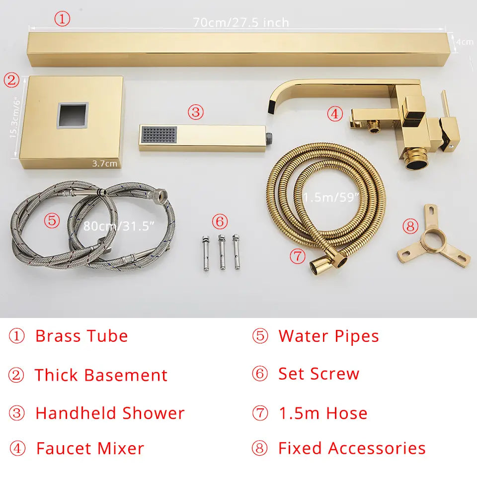 Floor Mounted Bathtub Faucet Set Gold Bath Tub Faucet Hot