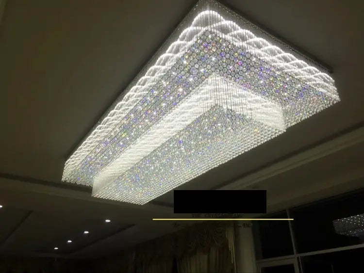 Custom Rectangular LED Chandelier for Hotel Lobbies