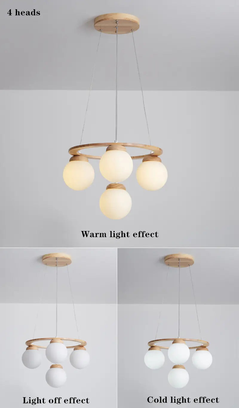 Versatile Multi-Head LED Round Glass Ball Pendant Lighting