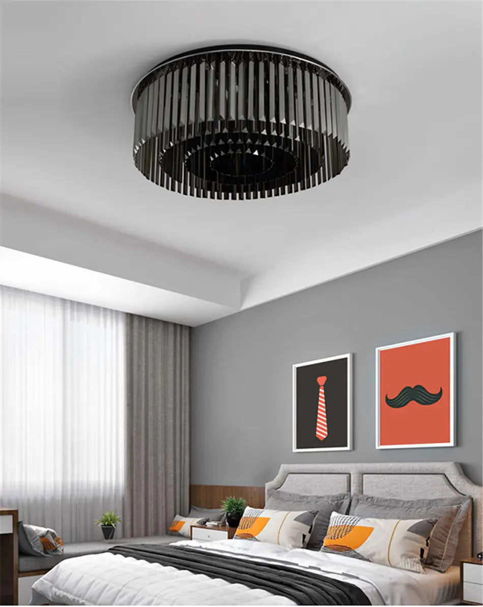 Modern crystal chandelier for ceiling luxury round smoky