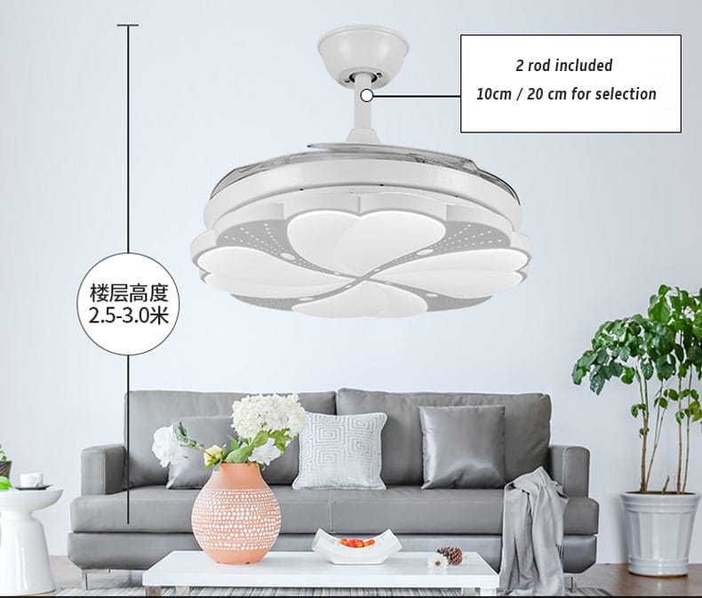 Modern LED Ceiling Fan with Remote - Features Three-Color