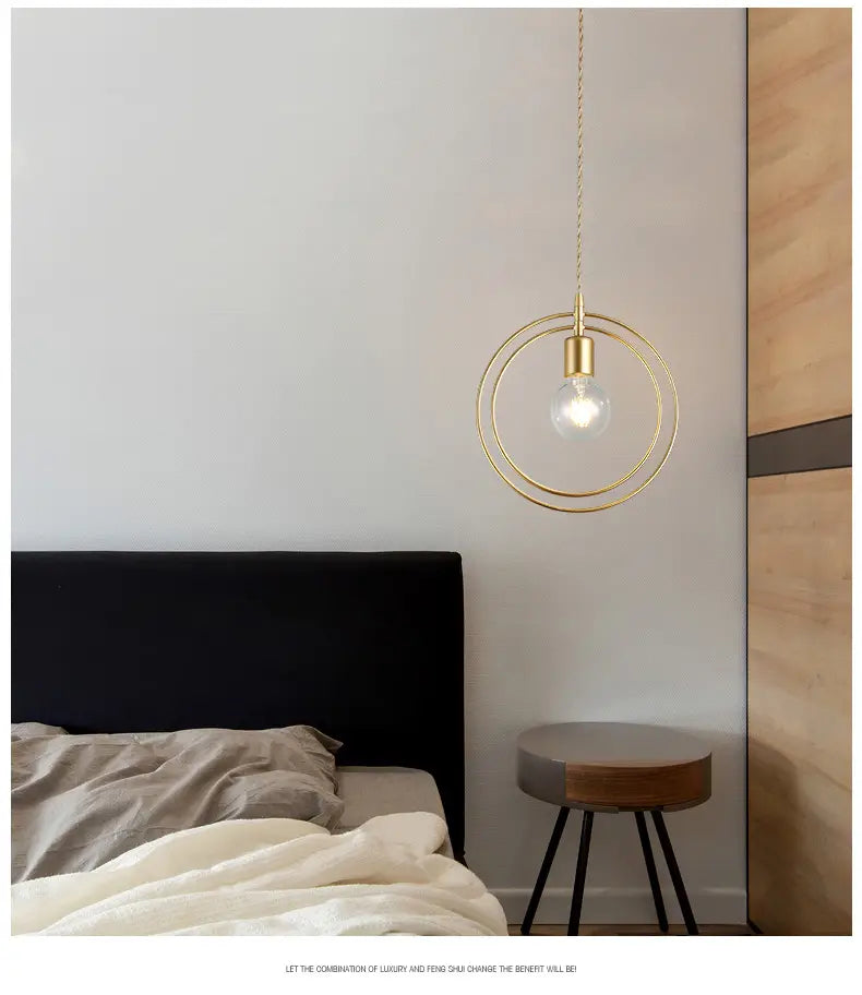 LED Pendant Lights: Golden E27 Hanging Lamp for Living Room