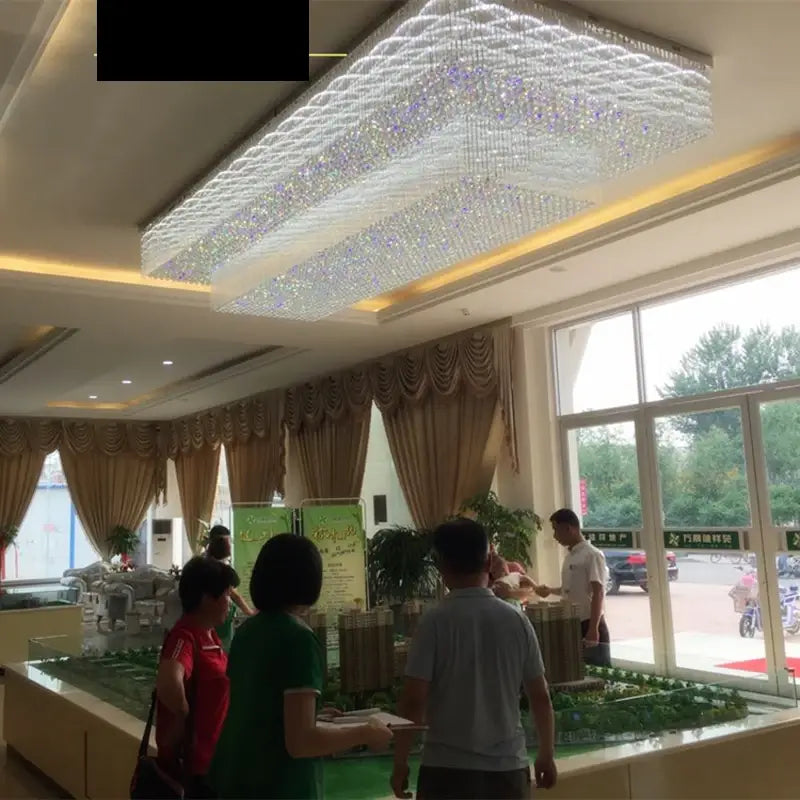 Custom Rectangular LED Chandelier for Hotel Lobbies