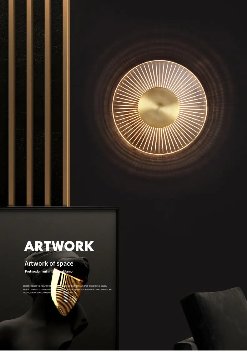 Modern Copper Wall Lamp Golden Round High Light