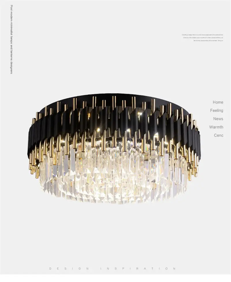 Modern luxury black + gold chandelier lighting large round